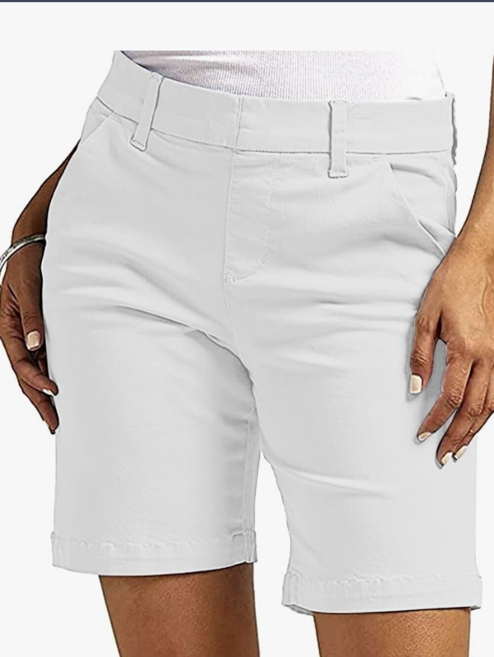Women’s White Bermuda Shorts - Classic Pull-On Style